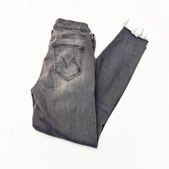 Mother The Looker Ankle Fray Burning Out Lanterns Charcoal Denim Jeans Size 25 - Picture 10 of 10